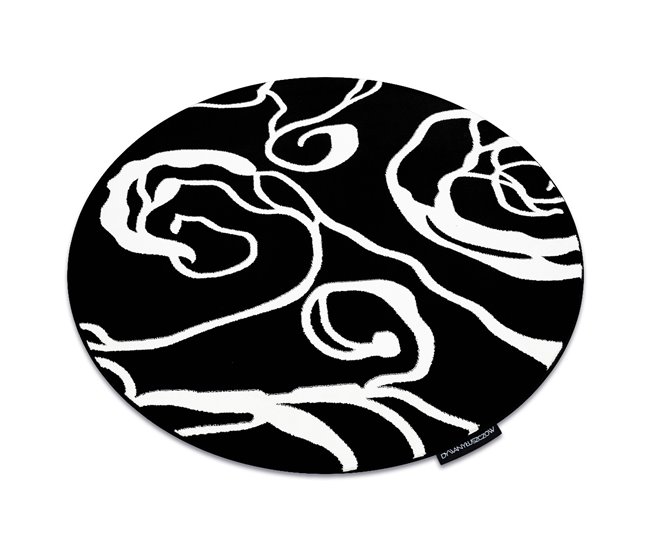 Alfombra HAMPTON círculo rosa flores 120x120 Negro