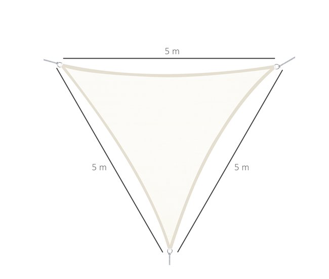 Toldo Vela Triangular Poliéster Outsunny 500x500 Beige
