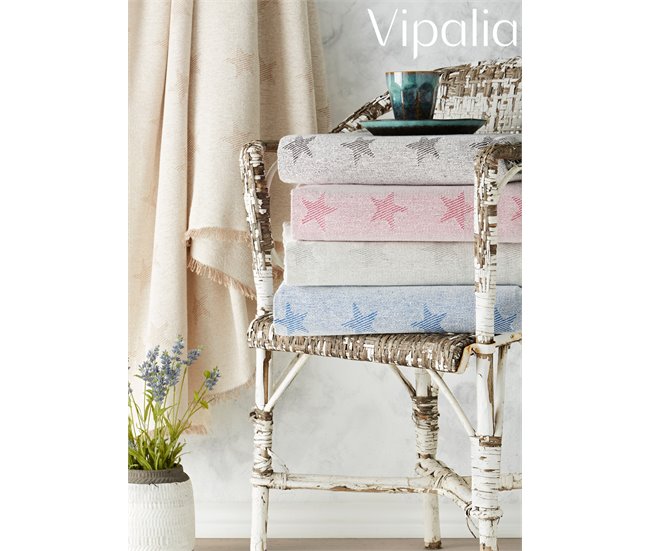 Vipalia Pack 2 Plaids Multiusos para Sofá o Cama. Modelo Estrellas Azul