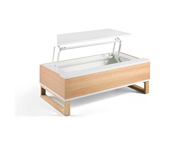 Mesa de Centro Rectangular - Modelo ROYAL Natural/ Blanco