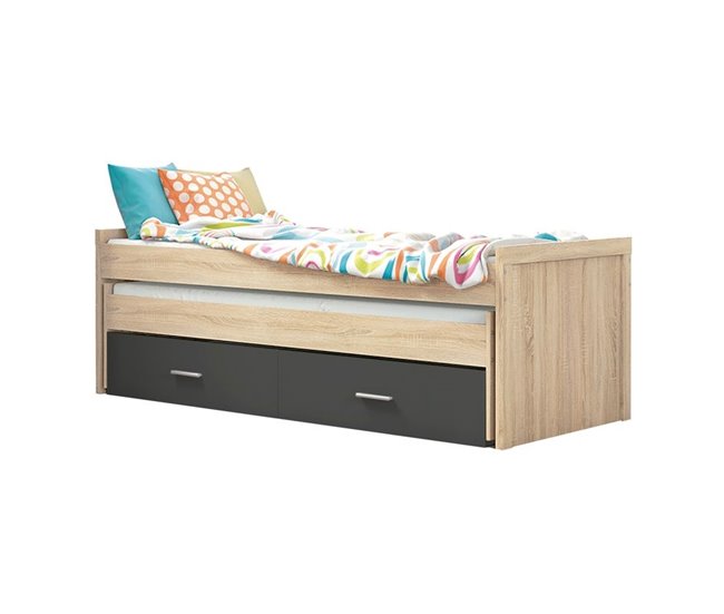 Cama doble juvenil Lara Negro