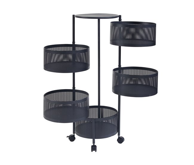 [en.casa] Carrito de cocina Steigen con 5 cestas redondas acero 33 Blanco