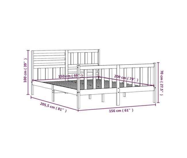 Estructura de cama 150x200 Blanco