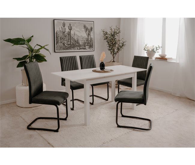 Pack de 4 sillas de comedor tapizadas en tela ELKE Antracita