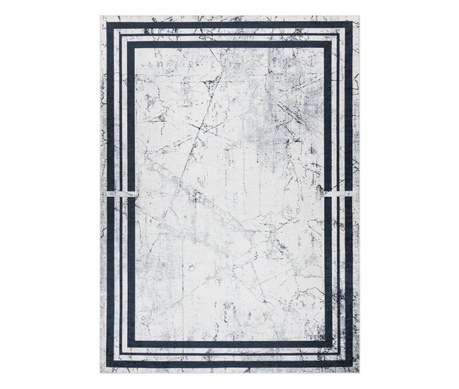 Alfombra lavable ANDRE 1023 Marco Mármol 120x170 Blanco/ Gris