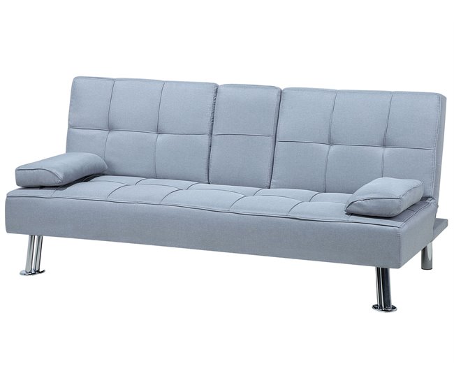 Beliani Sofá de 3 plazas Poliéster ROXEN Gris Claro