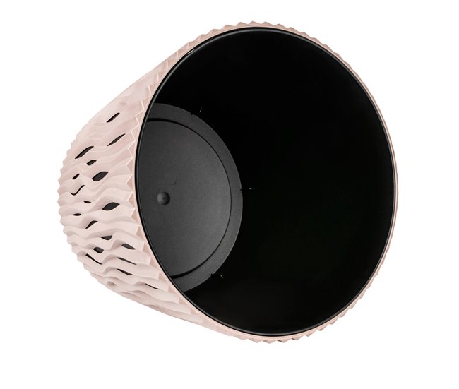 2x Maceta redonda de plastico Sandy Round Marron Claro