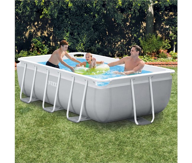 Piscina rectangular prism frame intex 300x175x80 cm con depuradora Gris