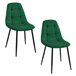 2x Silla tapizada capitoné de terciopelo SJ.1 Verde Oscuro