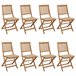 8 Sillas de jardín plegables de madera maciza acacia con cojines Beige
