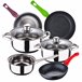 Bateria de cocina 5 piezas + sartenes Cromo