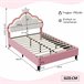 Cama Princesa, con Cabecero Corona Regulable y Luces LED 140x203 Rosa