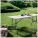 Acomoda Textil – Mesa Rectangular Portátil para Jardín y Terraza. Blanco