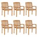 6 Sillas de jardín apilables de madera de teca con cojines Beige