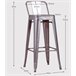 Taburete metálico industrial con respaldo bajo  - Bistro Blanco