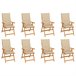 8 Sillas de jardín reclinables de madera con cojines Beige