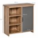Aparador Auxiliar Melamina de Madera, Metal HOMCOM 80 Gris