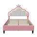 Cama Princesa, con Cabecero Corona Regulable y Luces LED 140x203 Rosa
