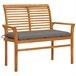 Banco de jardín madera maciza de teca y cojín 112x55 Gris