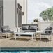 [casa.pro] set de muebles de jardín 2 x sillas sofá mesa Blanco