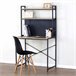 Max Home Escritorio con estantería y tablero perforado madera y acero Negro/ Madera