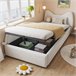 Cama con almacenaje de terciopelo Beige