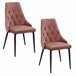 2x Silla tapizada capitoné de terciopelo SJ.054 Rosa