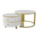 2 en 1, mesa de centro, mesa de salón, 2 cajones 70x70 Blanco