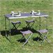 Aktive Mesa plegable regulable aluminio con 4 taburetes Gris