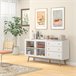Aparador de Cocina MDF, Vidrio, Madera de Caucho HOMCOM 160 Blanco