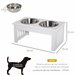 Comedero Elevado para Perros Acero Inoxidable, MDF PawHut Blanco