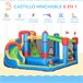 Castillo Hinchable Tela Oxford, Poliéster Outsunny Multicolor