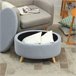 Otomano Puff Poliéster, Espuma, Madera de Caucho HOMCOM 71x51 Gris