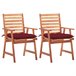 2 Sillas de comedor para jardín de madera con cojines Rojo