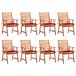 8 Sillas comedor de jardín de madera maciza acacia con cojines Rojo