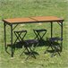 Aktive Mesa plegable aluminio bambú con 4 taburetes Negro/ Madera