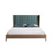 Cama matrimonio tapizada en polipiel  y madera chapada en nogal Verde Oscuro