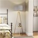 Lámpara de Pie Madera, Lino HOMCOM, hogar - iluminación Gris