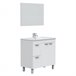 Mueble baño Adam 2 puertas 2 cajones, espejo y lavabo, Blanco brillo Blanco