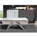 ANGEL CERDA Mesa comedor extensible rectangular mármol porcelánico y acero cromado 240x90 Blanco/ Gris