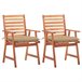 2 Sillas de comedor para jardín de madera con cojines Beige