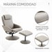 Sillón Relax Cuero sintético, Esponja, Acero HOMCOM Gris