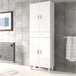 Armario baño Alan 4 puertas 1 cajón, Blanco brillo, 182 cm Blanco