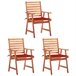 3 Sillas comedor de jardín de madera maciza acacia con cojines Rojo