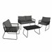 Set jardín con sofa 2 plazas 2 sillones y mesa de centro KELLY Gris Oscuro