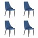 4x Silla tapizada capitoné de terciopelo SJ.054 Azul Marino