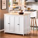Aparador de Almacenamiento con Encimera Isla KNL10-WN SoBuy ES Blanco/ Madera