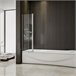 Mampara de Bañera Abatible Giratoria Vidrio Templado 6 mm Rectangular con 2 Repisas y un Toallero,Altura 140cm Blanco/ Gris