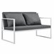 [casa.pro] set de muebles de jardín 2 x sillas sofá mesa Blanco