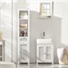 Armario Lavabo con Pie 2 Niveles y 2 Puertas BZR35-W SoBuy Blanco